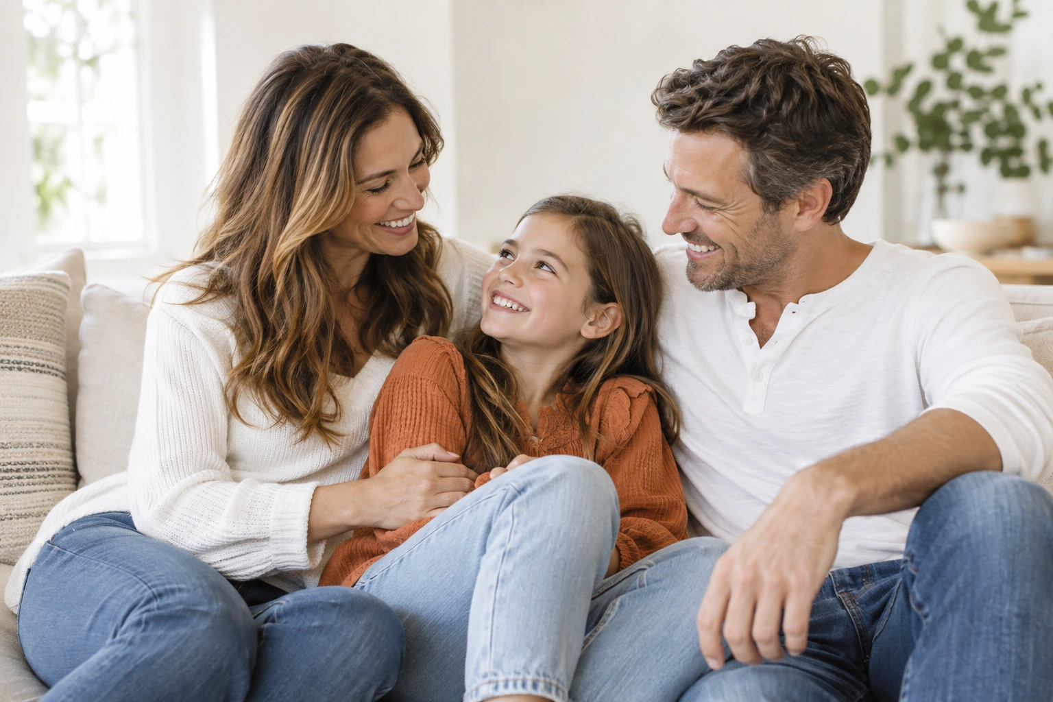 Illustrative photograph of a family smiling together